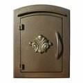 Book Publishing Co 14 in. Manchester Non-Locking Column Mount Mailbox with Decorative Scroll Logo - Bronze GR3174482